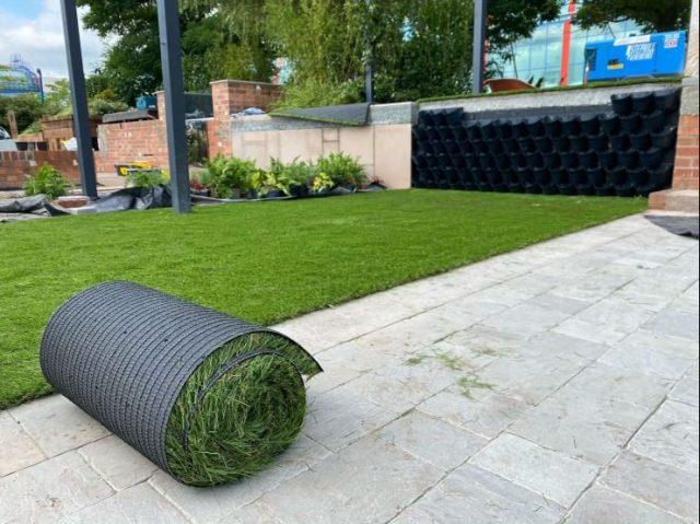 Rolled up turf.