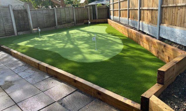 Three-hole putting green.
